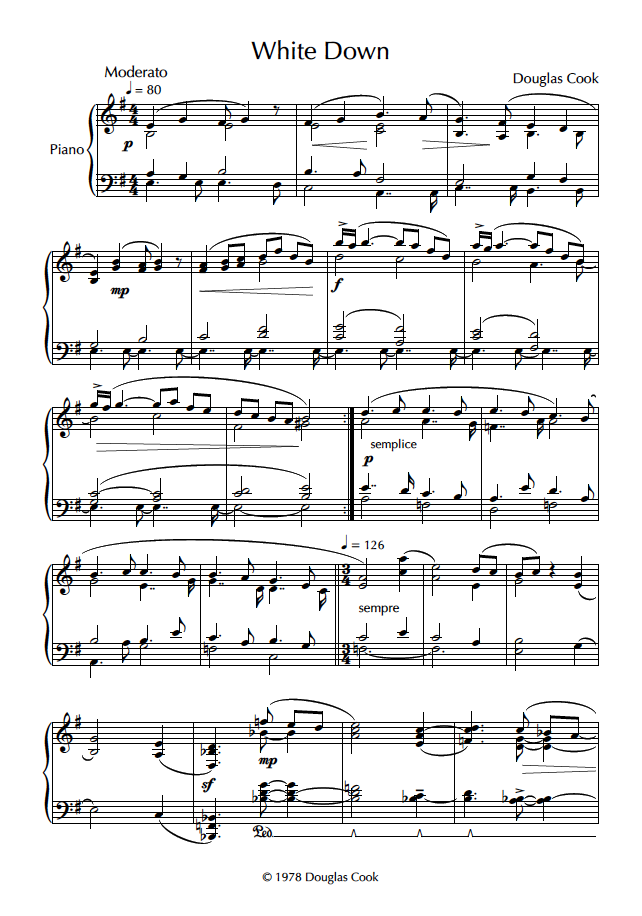 First page of Piano Solo White Down